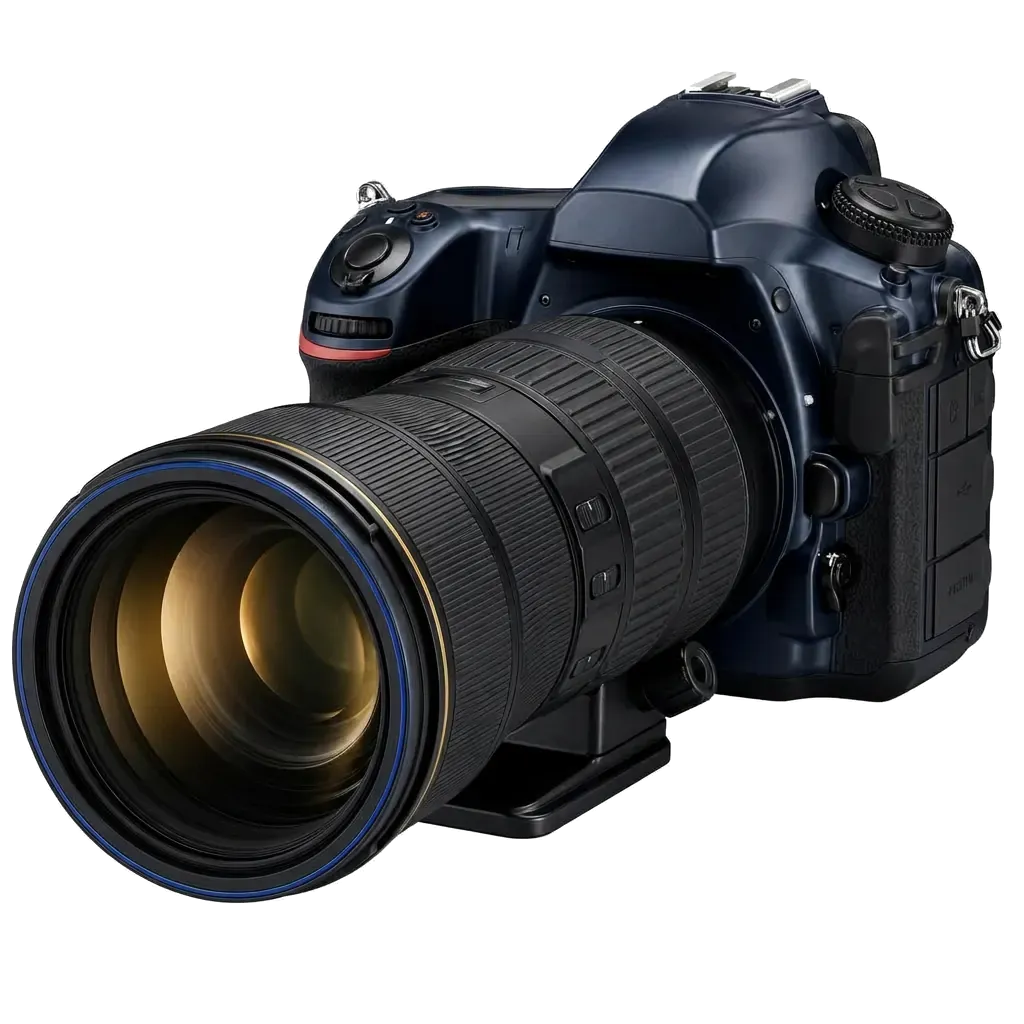 Professional DSLR camera with a large cinema lens